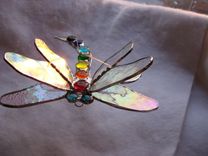 Double Winged Stained Glass Dragonfly In Chakra Colors 4 small
