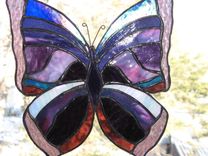 Stained Glass Butterfly In Purple And Teal 4 small