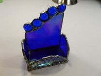 Custom Stained Glass Business Card Holder In Iridescent Blue 1 small