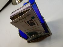 Custom Stained Glass Business Card Holder In Iridescent Blue 4 small