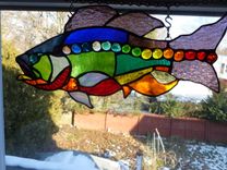 Rhode Island Rainbow Large Mouth Bass Stained Glass Art 1 small