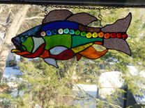 Rhode Island Rainbow Large Mouth Bass Stained Glass Art 4 small
