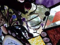 Amethyst-Colored Stained Glass Abstract Mixed Media Panel 2 small