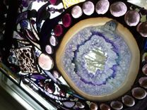 Amethyst-Colored Stained Glass Abstract Mixed Media Panel 3 small