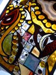Amber-Colored Stained Glass Abstract Art Panel 3 small