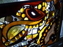 Amber-Colored Stained Glass Abstract Art Panel 4 small