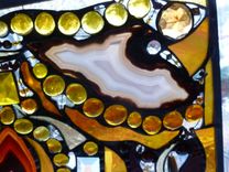 Amber-Colored Stained Glass Abstract Art Panel 5 small