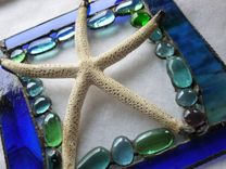Shell Starfish Stained Glass Mixed Media Panel 2 small
