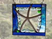 Shell Starfish Stained Glass Mixed Media Panel 4 small