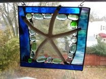 Shell Starfish Stained Glass Mixed Media Panel 5 small