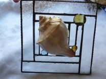 Stained Glass Abstract Mixed Media Art With Shell 2 small