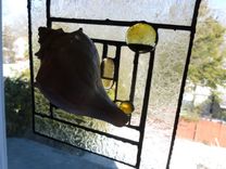 Stained Glass Abstract Mixed Media Art With Shell 5 small