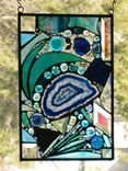 Turquoise-Themed Stained Glass Mixed Media Panel 4 small