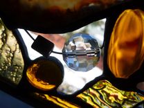 Amber-Themed Stained Glass Mixed Media Panel "Dreaming Of Amber Number 3'' 1 small