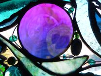 Turquoise-Themed Stained Glass Mixed Media Panel "Lost In Turquoise And Loving It'' 4 small