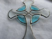Beveled Stained Glass Celtic Cross In Turquoise 3 small