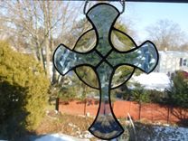 Beveled Stained Glass Celtic Cross In Turquoise 5 small