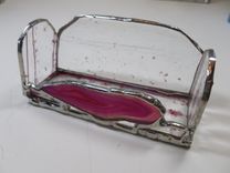 Stained Glass Business Card Holder With Pink Brazilian Agate 2 small