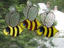 Stained Glass Garden Bee 2 small