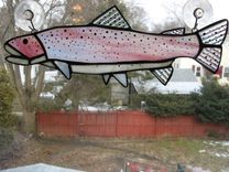 Stained Glass Rainbow Trout In Iridescent Pink 1 small