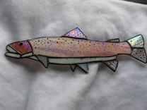Stained Glass Rainbow Trout In Iridescent Pink 2 small