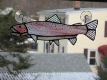 Stained Glass Rainbow Trout In Iridescent Pink 3 small