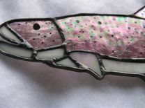 Stained Glass Rainbow Trout In Iridescent Pink 4 small