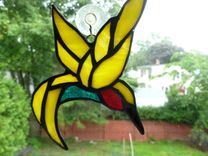 Iridescent Stained Glass Ruby-Throated Hummingbird Light Catcher 1 small
