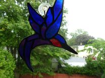Iridescent Stained Glass Ruby-Throated Hummingbird Light Catcher 3 small