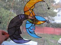 Stained Glass Moon Light Catcher With Crystal Star Dangle 1 small