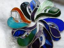 Blue And Purple Stained Glass Heart With Beads And Crystals 2 small