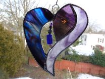 Blue And Purple Stained Glass Heart With Beads And Crystals 3 small