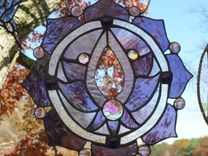 Stained Glass Lotus Flower Panel In Purple 2 small