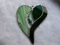 Green Stained Glass Heart With Beads And Crystals 2 small