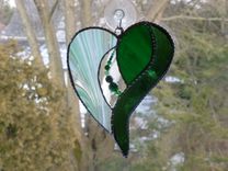 Green Stained Glass Heart With Beads And Crystals 3 small