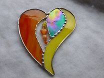 Colorful And Iridescent Stained Glass Heart With Beads And Crystals 2 small