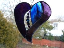 Blue And Purple Stained Glass Heart With Beads And Crystals 2 small