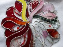 Red And Yellow Stained Glass Heart With Beads And Crystals 2 small
