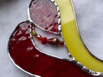 Red And Yellow Stained Glass Heart With Beads And Crystals 3 small