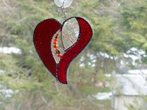 Sparkling Red Stained Glass Heart With Beads And Crystals 1 small