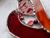 Sparkling Red Stained Glass Heart With Beads And Crystals 2 small