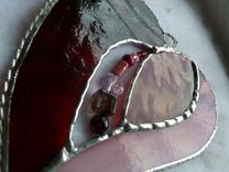 Pink And Red Stained Glass Heart With Beads And Crystals 2 small