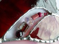 Pink And Red Stained Glass Heart With Beads And Crystals 3 small