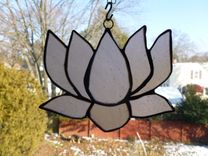 Pink Iridescent Stained Glass Lotus Flower 1 small