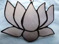 Pink Iridescent Stained Glass Lotus Flower 2 small