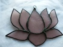 Pink Iridescent Stained Glass Lotus Flower 4 small