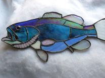 Blue And Purple Stained Glass Large Mouth Bass 1 small