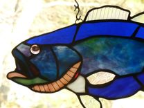 Blue And Purple Stained Glass Large Mouth Bass 4 small