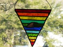 Rhode Island Rainbow Pride Wave Stained Glass Art 1 small