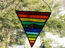 Rhode Island Rainbow Pride Wave Stained Glass Art 2 small